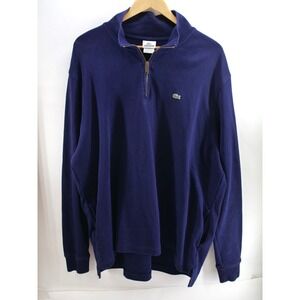 Lacoste Size 9 - 2XL Mens 1/4 Zip‎ Sweatshirt Black Pullover Cotton